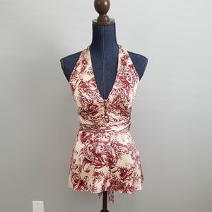 BCBG Maxazria waist tie silk top